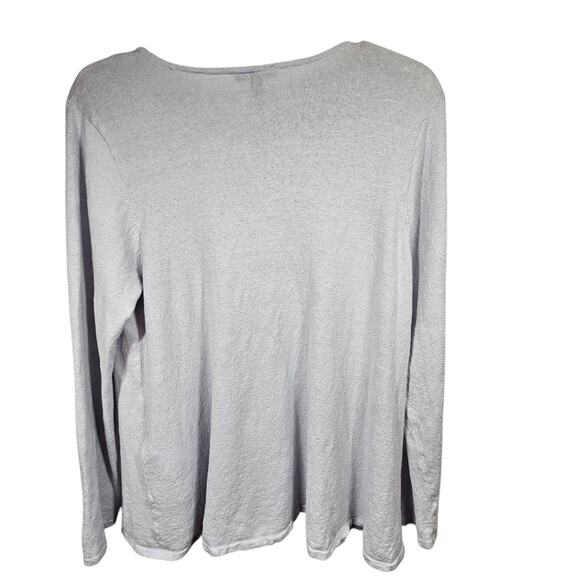 Eileen Fisher Petite Long Sleeve Crew Neck Linen Blend Pullover in Rain Size PL - Picture 2 of 5